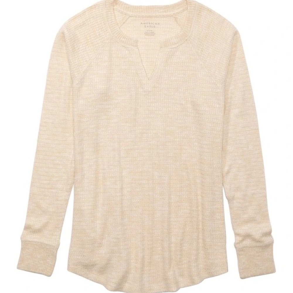 American Eagle Outfitters Oatmeal Knit V-Cut/Neck Sweater